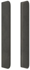 sötétszürke bársony LED-es fejtámla 163x16x118/128 cm