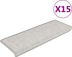 vidaXL 15 db szizál hatású platina öntapadó lépcsőszőnyeg 65x21x4 cm