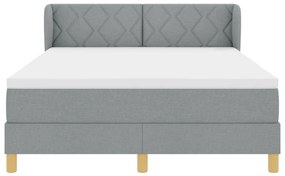 Boxspring Ágy Mattal - Világosszürke, 140x190 cm, Kárpit