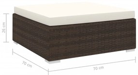 1 db barna polyrattan moduláris lábtartó párnával