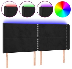 fekete bársony LED-es fejtámla 183x16x118/128 cm