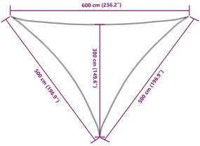 narancssárga háromszögű oxford-szövet napvitorla 5x5x6 m