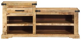 Cipőpad 110x35x50 cm Tömör durva fa mangó