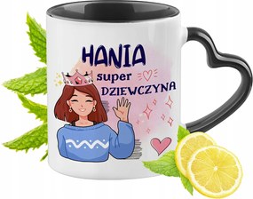 Fekete bögre szív alakú füllel Hani számára Ideális Ajándék