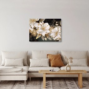 Üveg kép - Virágok aranyban (70x50 cm)