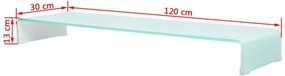 zöld üveg TV állvány/monitor magasító 120 x 30 x 13 cm