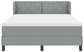 Boxspring Ágy Textil Mattal Világosszürke 140x190 cm