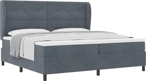 vidaXL Boxrugós ágy matracmal Sötétszürke 200 x 200 cm Poliészter