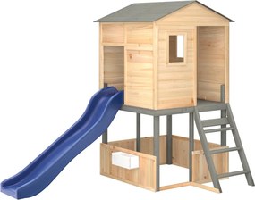 vidaXL sötétszürke tömörfa fenyőfa kültéri játszószett