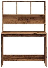 antik fa színű szerelt fa íróasztal polcokkal 102 x 45 x 148 cm