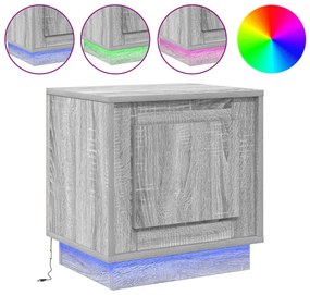 Éjjeli asztal LED világítással Szürke Sonoma 44x34,5x45 cm