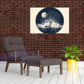 Kép – Mágikus fa szarvassal I. (90x60 cm)