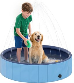 PawHut Összecsukható Kutyasapka Sprinklerrel, Hordozható Kiskedvenc Fürdő Nagy Kutyák Számára, PVC Csúszásmentes, Kopásálló, Benti és Kinti Használatr