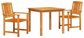 vidaXL Kert étkező szett 3 pcs Barna Tömör Akácfa
