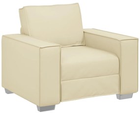 Krémszínű Fotel 59 cm Műbőrből