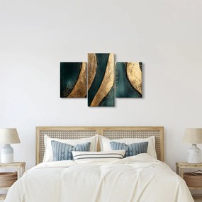 Kép - Zöld absztrakció arannyal I. (90x60 cm)