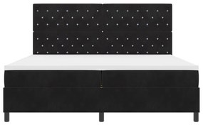 Boxspring Ágy Mattal és LED Fekete 200x200 cm Bársony