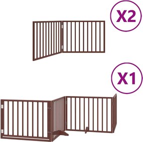 vidaXL barna nyárfa 8 paneles összecsukható kutyakapu ajtóval 640 cm