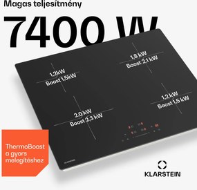 Klarstein PowerGlide indukciós főzőlap | karcálló felület | 4 főzőzóna | 7400 W | 60 cm
