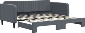 vidaXL sötétszürke kihúzható bársony heverő 90 x 190 cm