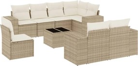 vidaXL 9 részes bézs polyrattan kerti ülőgarnitúra párnákkal