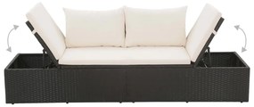 Fekete polyrattan kerti ágy 195 x 60 cm