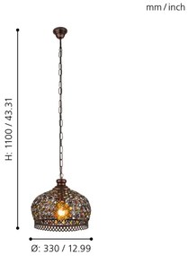 Eglo 49764 - Mennyezeti függesztékes lámpa JADIDA 1xE27/60W