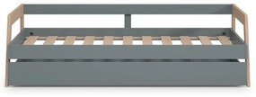 Zöld-natúr színű borovi fenyő gyerekágy kihúzható pótággyal, tárolóhellyel 90x200 cm Carrie – Marckeric