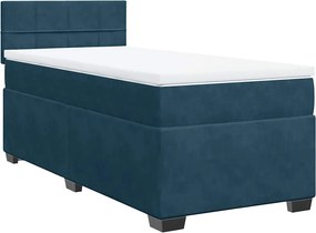 vidaXL sötétkék bársony rugós ágy matraccal 90 x 200 cm