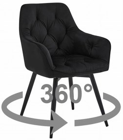 JORK360 VELVET fekete forgó étkezőszék