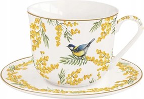 Porcelán Csésze Nagy Csészealj Mariposa Cinege És Maripozy Virágok