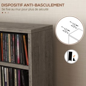 HOMCOM 2 db-os oszloppolcos CD-DVD tároló szekrény 6 + 6 rekesz 21 x 22,5 x 88,5 cm maximális kapacitás 204 CD sötét szürke | Aosom