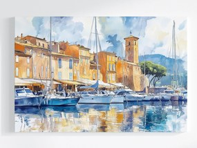 Canvas Vászonkép Azúrkék Tengerpart Saint Tropez Marina Jachtok 60x40