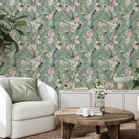 Arthouse Signature 1 Tropical Floral kék-rózsaszín trópusi papír tapéta – 924905