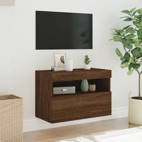 barna tölgyszínű fali TV-szekrény LED-del 60 x 30 x 40 cm