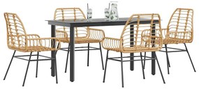 vidaXL 5 észes barna polyrattan üveg kerti étkezőgarnitúra