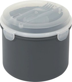 Ebéddoboz kerek antracit 1,4l könnyű evőeszköz