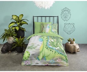 Zöld egyszemélyes-hosszabbított pamut gyerek ágyneműhuzat 140x220 cm Dani – Good Morning