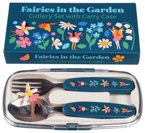 Kék rozsdamentes acél gyerek evőeszköz 2 db-os Fairies in the Garden – Rex London