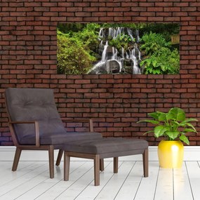 Egy kép a vízesésekről egy trópusi erdőben (120x50 cm)