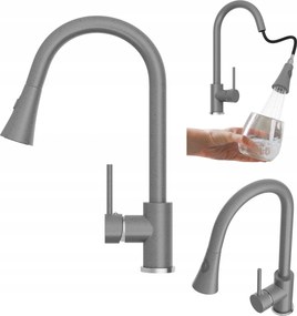 Konyhai Csaptelep Kihúzható Kifolyócsővel, Szürke