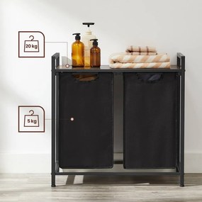 Szennyestartó, kihúzható és levehető ruhatartó zsákkal 2x46L, fekete