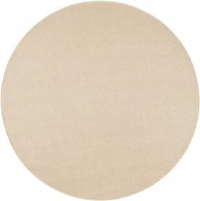 Kerek egyszínű szőnyeg nappaliba 133cm, krémszínű, puha szőrrel