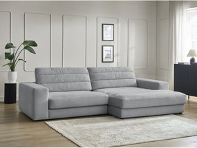 Világosszürke bársony sarokkanapé (jobb oldali-heverő résszel) Sierra – Bobochic Paris