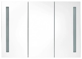 fényes fekete fürdőszobaszekrény LED világítással 89x14x62 cm
