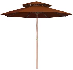 terrakotta kétszintes napernyő farúddal 270 cm