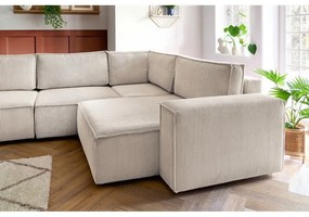 Krémszínű kordbársony sarokkanapé (jobb oldali) Nihad modular – Bobochic Paris