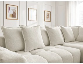 Fehér zsenília kinyitható-tárolóhelyes sarokkanapé (jobb oldali-L alakú) Everest – Bobochic Paris