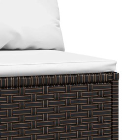 Barna polyrattan kerti középső kanapé párnákkal