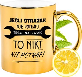 Prémium Arany Csillogó Bögre TƱzoltó Ajåndék Nyomtatott Fotóval